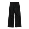 Pantalon en nylon noir pour hommes, cordon de serrage, ample, réglable, double genou, unisexe, décontracté, tendance, confort, Durable, haute qualité