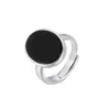 Band Rings S925 Sterling Silver Black Agate Oval Ring Feminine Classic Flat Ring Niche Design Jewelry Q2GF