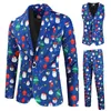 Ternos masculinos de natal impressão digital terno de três peças (jaqueta calças colete) elegante masculino blazer casaco com calças roupas