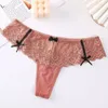 Culotte Femme Termezy Sexy Femmes Dentelle Taille basse G String String Sous-vêtements Fleurs brodées Lingerie Tentation Bow Confort Intimates