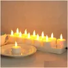 Zestaw świec 12 świec LED Bez Flimatyczna statyczna lampka elektryczna bez wosku Walentynkowe domowe ślub Decor-AMBE DH6LV