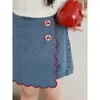 Clothing Sets Girls' Cute Little Cherry T-shirt Shorts Set Summer Children's Korean Top Casual Jeans