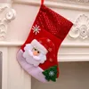 Christmas Decorations Stockings Socks With Snowman Santa Elk Bear Printing Xmas Candy Gift Bag Fireplace Tree Decoration Year 1 Pcs