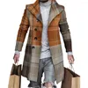 Мужские плащи, классическое теплое пальто средней длины, с длинными рукавами, морозостойкая зимняя мужская полосатая шерстяная ветровка