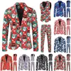 Ternos masculinos de natal impressão digital terno de três peças (jaqueta calças colete) elegante masculino blazer casaco com calças roupas