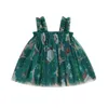 Abiti da ragazza Estate Natale Bambini Ragazze Abito a trapezio Senza maniche Babbo Natale Stampa Slip Tulle Costume Abiti natalizi