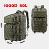 50L 1000D Nylon Impermeabile Trekking Pesca Borsa da caccia Zaino Zaini militari all'aperto Sport tattici Escursione di campeggio 240125