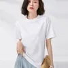 女性用Tシャツ2024夏の女性半袖OネックTシャツファッションカジュアルコットンレディースブラックホワイトシャツトップ