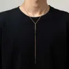 Otros conjuntos de joyas PuRui Minimalista Metal Gargantilla en forma de Y Collar Sexy Borla larga Colgante Frente Cadena de pecho Collar Tendencia Hip-Hop Joyería para hombre YQ240204