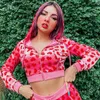 Women Pink Heart Print Velvet Crop Hoodies Zip Up Y2K Long Sleeve Cropped Sweatshirts Coat 90s E Girl Jacket Tracksuit 240202