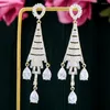 Brincos pendurados soramoore tendência estilo brilhante gota para festa de casamento feminino zircão cúbico dubai brinco de noiva boucle d'oreille 2024