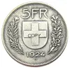 Dekorativa figurer Switzerland 5 Franc 1922-1928 6st för Välj silverpläterad kreativ kopia-mynt