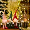 Noel Dekorasyonları Noel Ağacı Yün Gnome Bebek Geri Altlar Orman Yaşlı Adam Süsler Örme El Sanatları Çocuk Hediye Noel Parti Dekorasyonu DHPFH