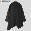 Heren Trenchcoats INCERUN Mannen Onregelmatige Effen Kleur Coltrui Lange Mouw 2024 Mode Mantel Poncho's Punk Street chic Casual Dun