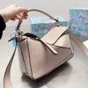 2024 Designer Bag Shoulder Cross Body Bag Women Genuine Leather Luxury Handbags Geometry Square Contrast Color Patchwork Handbag Purse 24 cm