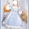 Casual Dresses Preppy Style Lolita Dress Women Bow Knut Design Långärmad hög midja En linje japansk kvinna i Vestidos Mujer