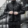 Autumn Men Casual Fashion Stand Collar Slim PU Leather Jacket Solid Color Leather Jacket Men Anti-wind Motorcycle S-4XL 240126