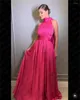 Festklänningar oimg rosa en linje satin lång formell kväll ärmlös hög hals anpassad dubai prom klänningar nattklubb klänning vestidos