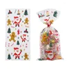 Confezione regalo 50 pezzi Sacchetti di caramelle di buon Natale Babbo Natale Fiocco di neve Sacchetto di imballaggio di biscotti in plastica Festa di Natale Anno di Navidad Bomboniera per bambini