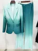 High Street Est Fashion Designer Suit Set Womens Gradient Color Printed Single Button Blazer Flare Pants Suit 2st 240127