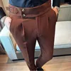 Trajes para hombre, pantalones de vestir informales de negocios a la moda de primavera y otoño para hombre, pantalones de traje ajustados para oficina Social de Color sólido para hombre 36-29