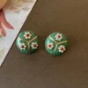 Stud Earrings Green Dripping Oil Irregular Sun Flower Pearl Animal Bird Metal Ear Studs For Women Summer Jewelry HUANZHI 2024 Earring