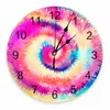 Wall Clocks Modern Clock Purple Tie-Dye Pattern PVC Home Decor Bedroom Silent Oclock Watch For Living Room