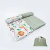 Happyflute – ensemble d'emmaillotage en mousseline 70% bambou, 30 % coton, couvertures confortables pour bébé, serviette de bain respirante avec sac, 2 pièces, 240131