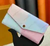 Designer WALLET tas M81276 Spring in the City collectie Dubbele kaartsleuf Hemelsblauw Roze Gradiënt letter Print Hoge kwaliteit Leren portemonnee Dames Luxe dhgate Sacoche