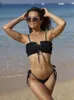 Traje de baño para mujer Sexy Bandeau Bikinis 2024 Mujeres String Rose Biquinis Brasileño Tangas Bikini Lace Up Summer Beachwear Correa