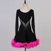 Stage Wear Luxe Plume Danse Latine Big Swing Cha Performance Compétition Robe Gitba Trois Étapes