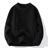 SWEATER MĘŻCZYZNIE Zima zimowa solidne ciepło gęstnieje gęstwy pulloczy Knitwear Sweter Underhirt czarny zielony biały mężczyźni plus size 240124