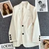 Primavera e outono estilo casual temperamento de alta qualidade feminino purecolor loosefitting terno jaqueta blazer feminino 240202