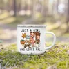 Mugs Just A Girl Who Love Fall Printed Creative Enamel Coffee Cups Holiday Party Wine Juice Handle Mug Thanksgiving Gifts