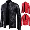 Style Motorcycle Men Veste en cuir Spring and Automne Placonet Plackeet Fashion Stand-up Collier Couleur Solie Vestes en cuir