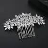 Hair Clips LUOTEEMI Luxury Wedding CZ Comb Big Crystal Flower Cubic Zirconia Bridal Pin Accessories Jewellery Elegant Women