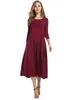 Casual Dresses Women's Elegant Plain Short Sleeve Mock Neck Loose T Shirt Dress Swing