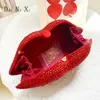 Dai Ni Xi femminile di lusso rosso sexy pieno di diamanti labbra forma borse da sera in cristallo donna pochette borsa da sera per le signore 240119