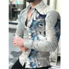 Camisas de vestir para hombres Camisa superior de moda Botón Solapa León Tigre Águila Animal Patrón HD Material suave y cómodo Estilo 2024