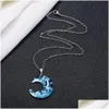 Pendant Necklaces Creative And Exquisite With Luminous Bird Eagle Sky Pendant Necklace White Cloud Moon Resin Blue Jewelry Drop Delive Dhhmx