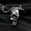Pendant Necklaces 316L Stainless Steel Skull Necklace Men Chain Punk Hip Hop Half Face Fashion Gothic Accessories Jewelry