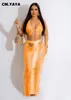 Work Dresses CM.YAYA Women Beach Sexy Ripped Out Tassel See Though Maxi Long Skirt Set And Crop Top Holiday INS Two 2 Piece Outfits 2024