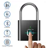 Smart Lock Black Silver Keyless USB Rechargeable Door Fingerprint Padlock Quick Unlock Zinc Alloy Metal Self Developing Chip