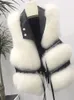 Kamizelki damskie Faux Fox Furt Mleeless Kurtka Kobiet Chic Silny Solidna Kobieta kamizelka 20244 Autumn Winter Zipper Fluffy Gruba ciepła dama