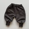 ズボン1-6yrsキッズカジュアルパンツ子供コットンソリッドカラーエラスティックウエスト韓国スタイル春秋の男の子の女の子パンツ