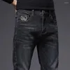 Men's Jeans Man Cowboy Pants Slim Fit Tight Pipe Trousers Black With Pockets Skinny Y2k Streetwear Grunge 2024 Fashion Plus Size