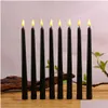Velas 8 piezas Negro Sin llama Luz parpadeante Con pilas LED Velas votivas navideñas 28 cm de largo Candelabros falsos para Weddi Dhubv