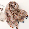 Sciarpe 2024 Moda di Lusso di Marca Delle Donne Azteco Floreale Nappa Scialle di Cotone Primavera Autunno Wrap Hijab Della Signora Pashmina Viscosa Foulard Stola