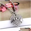 Pendant Necklaces Pretty Necklaces Pendant Fashion Crystal Rhinestone Heart Mom Mum Daughter Sister Necklace Family Drop Delivery Jewe Dhstj