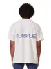 PURPLE BRAND T-shirt bianca con lettera blu regolare a maniche corte in puro cotone da uomo